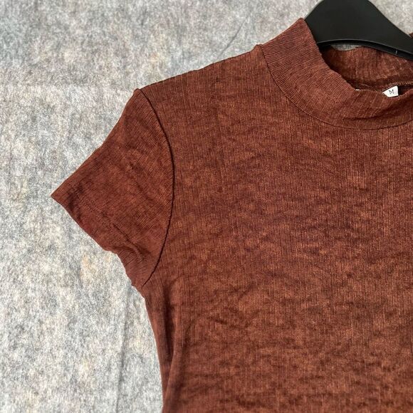 Vintage Marian & Maral Women’s Sz.M Mock Neck Fit & Flare Brown Mini Dress #150 - Picture 3 of 7